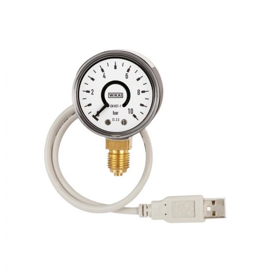 WIKA Model PGT10 USB Bourdon tube pressure gauge with output signal Plastic case, with USB interface