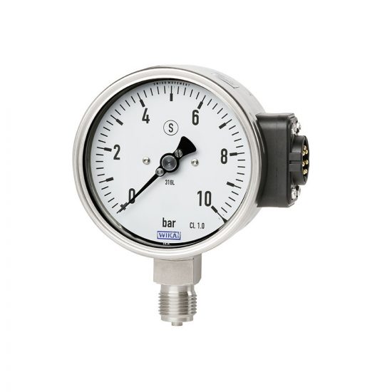WIKA Models PGU23.100, PGU26.100 Bourdon tube pressure gauge for connection to WIKA radio unit Safety version, NS 100 [4″]