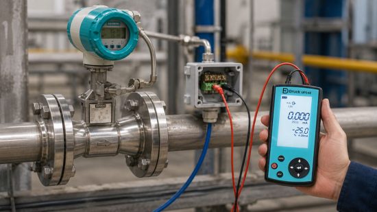 4–20 mA Ausgang des SITRANS FX300 mit dem UPS4E Stromschleifen Kalibrator prüfen