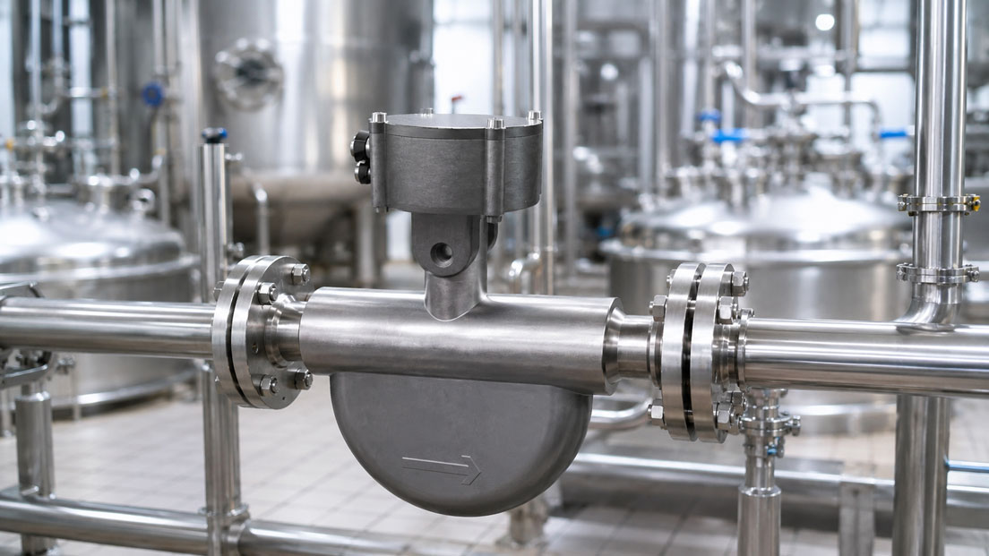 Coriolis Durchflussmesser SITRANS FCS500 in hygienischer Lebensmittel und Pharma Prozessanlage