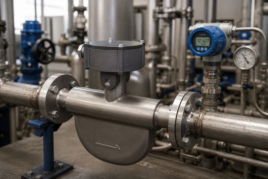 Coriolis Durchflussmesser in Prozessanlage zur Auswahl gegenüber MID