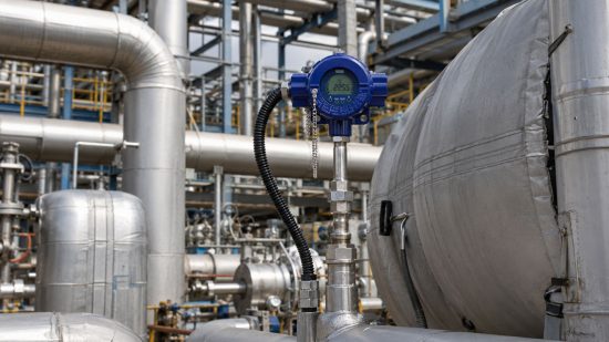 Ex Thermoelement mit Anschlusskopf zur Temperaturmessung an einem chemischen Reaktor