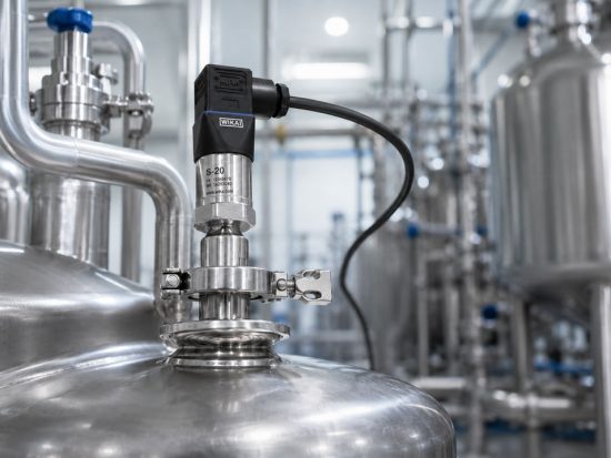 Hygienischer Drucksensor mit frontbündigem Druckmittler in CIP SIP Prozessanlage