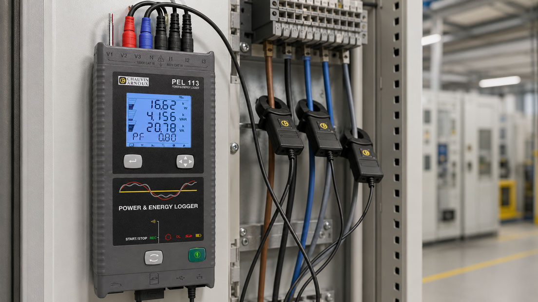 Lastprofil mit dem Chauvin Arnoux PEL 113 messen – Energieverbrauch, Spitzenlast und Grundlast analysieren