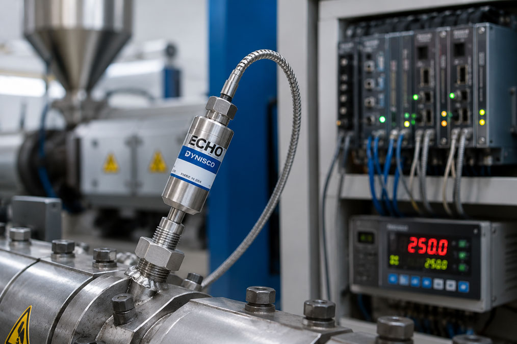 Massedrucksensor am Extruder mit Anschluss an Regler und SPS auswählen