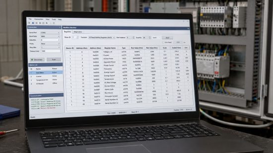 Modbus Messwerte am Laptop prüfen Registeradresse, Datentyp und Skalierung
