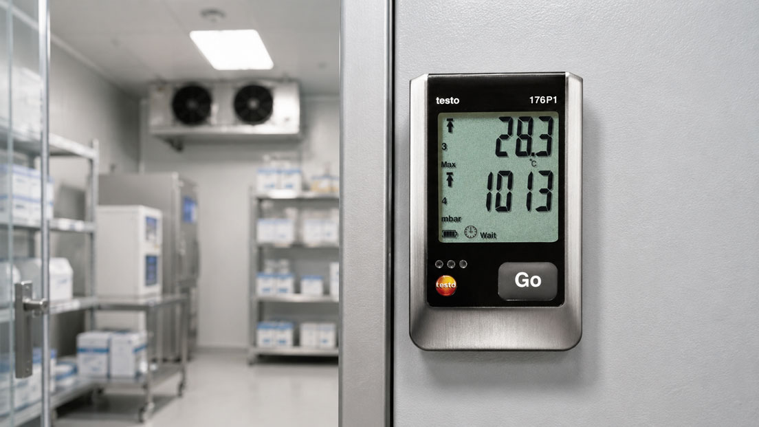 Multimess Datenlogger testo 176P1 zur Überwachung von Druck Temperatur und Feuchte