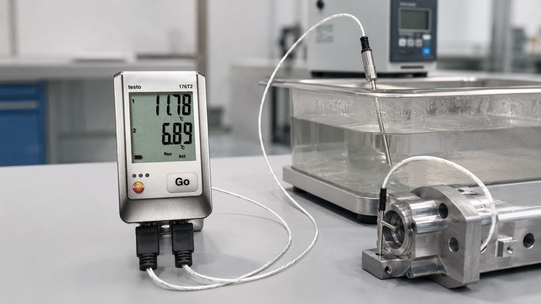 Pt100 Temperaturmessung mit dem testo 176T2 Datenlogger an zwei industriellen Messstellen