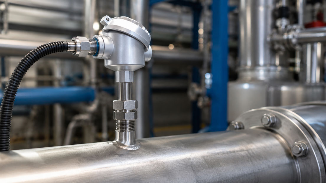 Pt100 Widerstandsthermometer an einer industriellen Rohrleitung – Leitungsfehler bei 2 , 3 und 4 Leiter Schaltung vermeiden