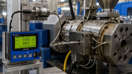 Schmelzedruck und Schmelzetemperatur mit Dynisco Massedrucktransmitter und UPR 900 überwachen