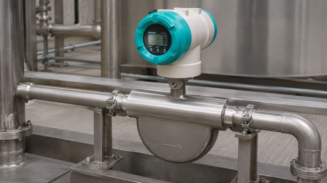 Siemens SITRANS Coriolis Durchflussmesser beim Nullpunktabgleich unter stabilen Nullflussbedingungen