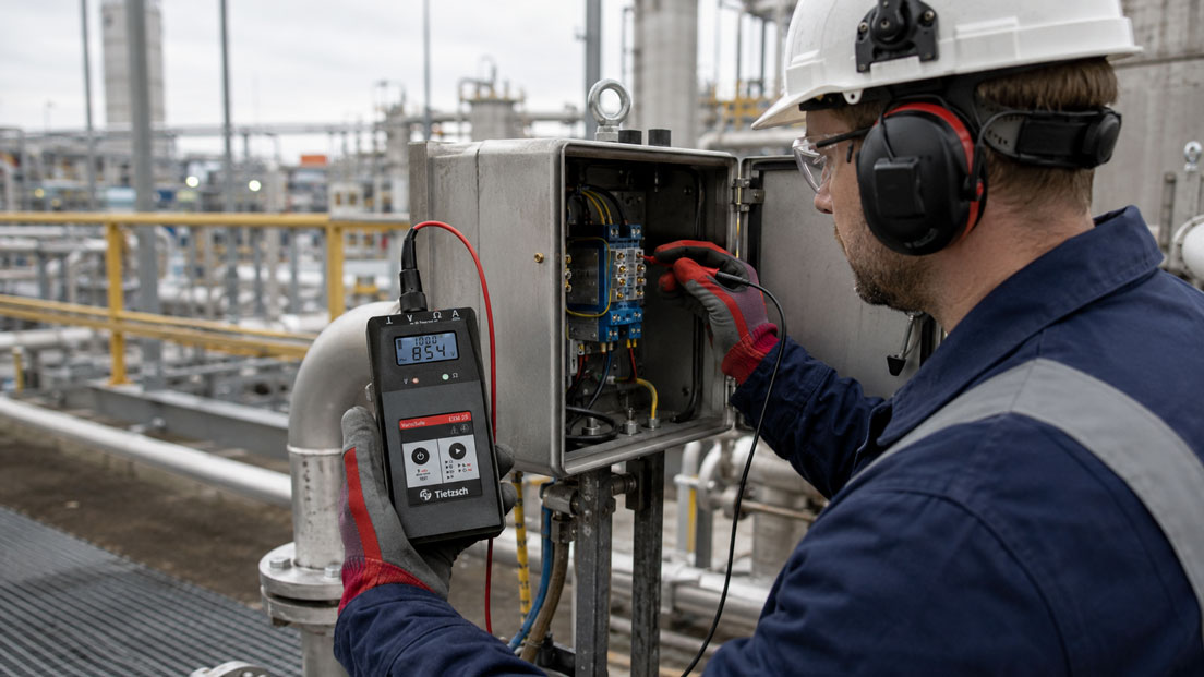 Spannungsprüfung im explosionsgefährdeten Bereich mit dem VARIOSAFE EXM 25 Ex Multimeter