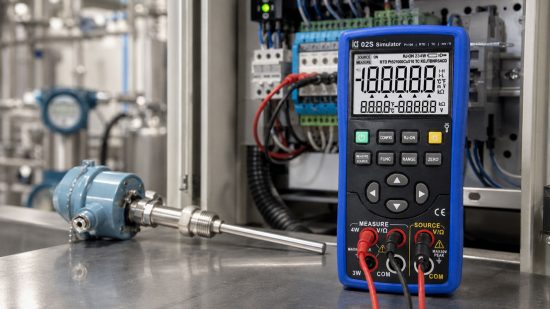 Temperaturmessumformer mit Pt100 und Thermoelement Simulator kalibrieren