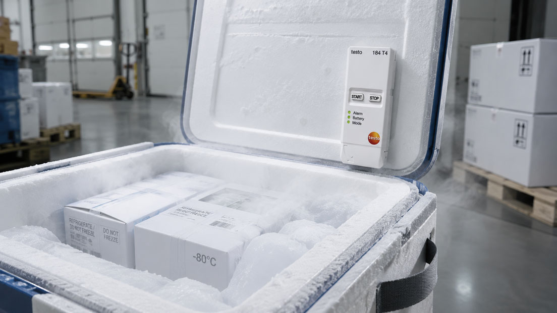 Temperaturüberwachung beim Trockeneistransport bis −80 °C