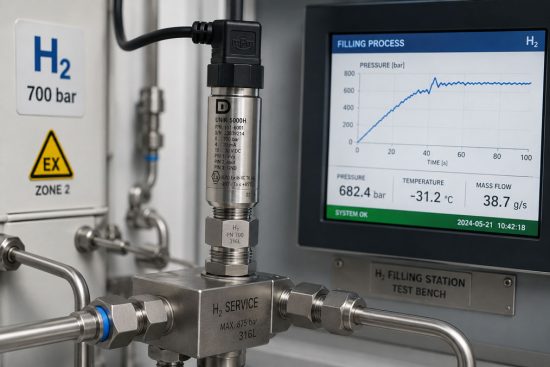 UNIK 5000H Drucksensor zur dynamischen Druckmessung bei der 700 bar Wasserstoffbetankung