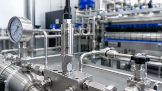 Wasserstoff Drucksensor in einer industriellen Hochdruck Prüfanlage