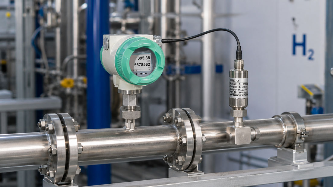 Wasserstoff Massedurchfluss und Prozessdruck mit IVA 570 und HT H2 Drucksensor messen