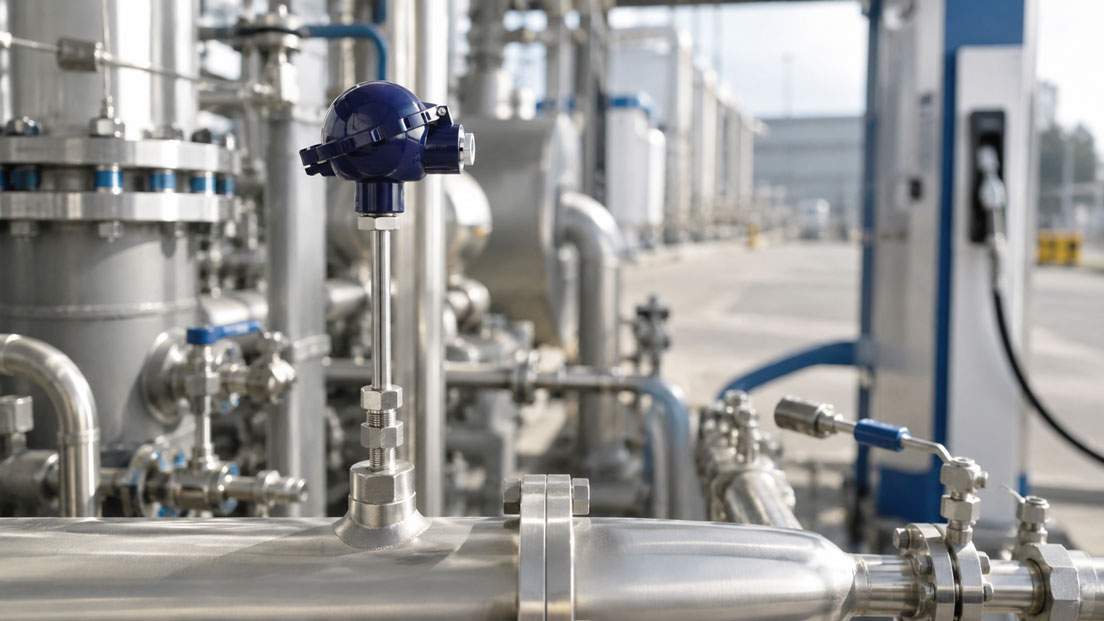 Wasserstoff Temperaturmessung mit dem WIKA TR10 B Widerstandsthermometer an einer H₂ Anlage