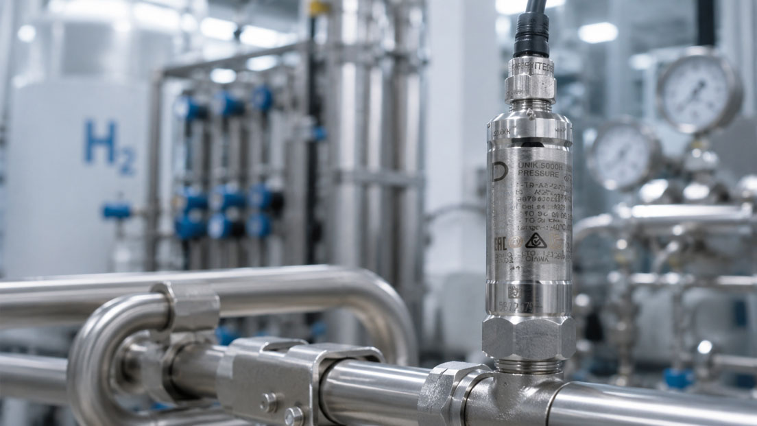 Wasserstoffanlage mit UNIK 5000H Drucksensor zur H₂ Prozessüberwachung