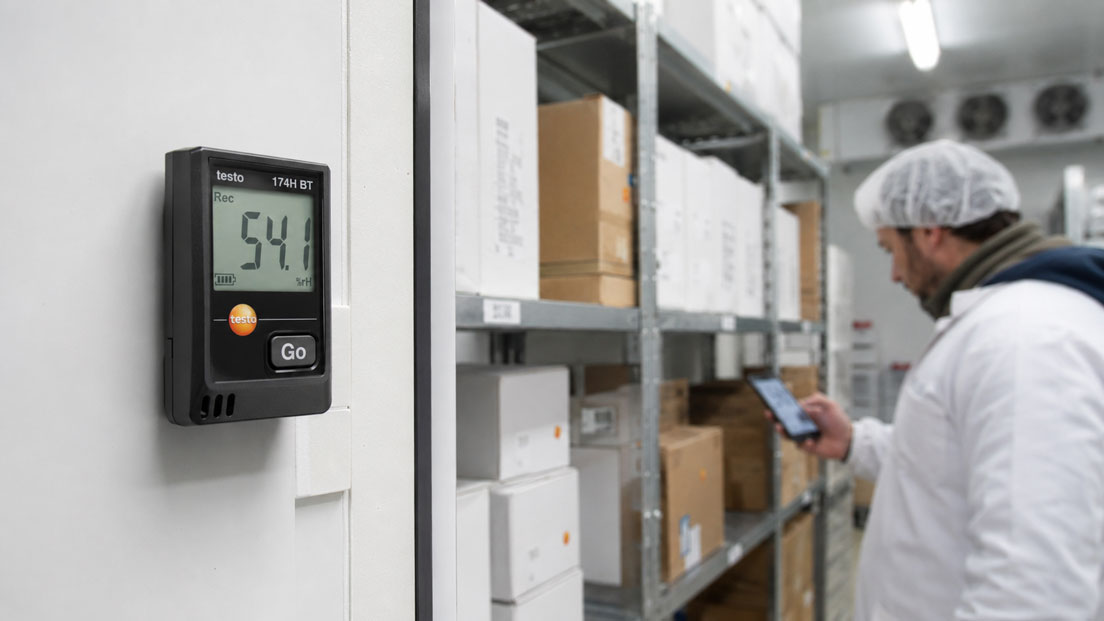 testo 174 H BT Datenlogger zur digitalen Temperatur und Feuchteüberwachung im Lager