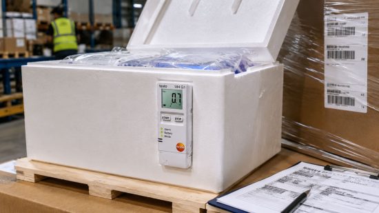 testo 184 G1 zur Überwachung von Temperatur, Feuchte und Erschütterung beim Kühltransport