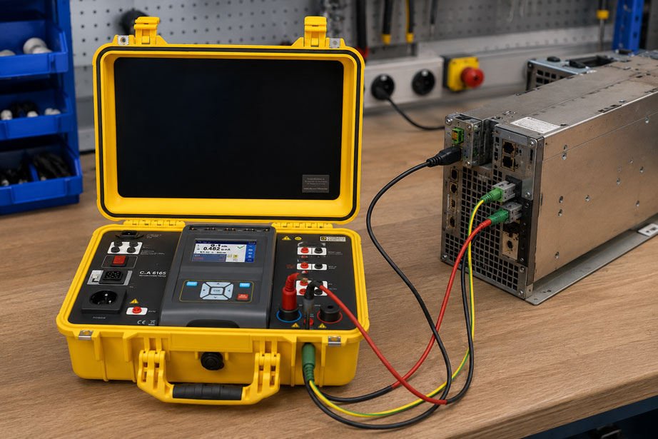 Ableitstrommessung mit C.A 6165 an einem industriellen Elektrogerät