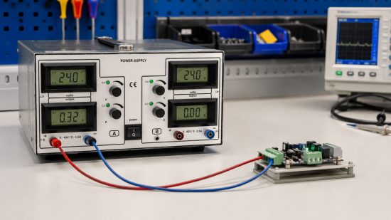 CV CC Betrieb mit dem 2229.2 Gleichspannungsregler bei der Inbetriebnahme einer 24 V Elektronik