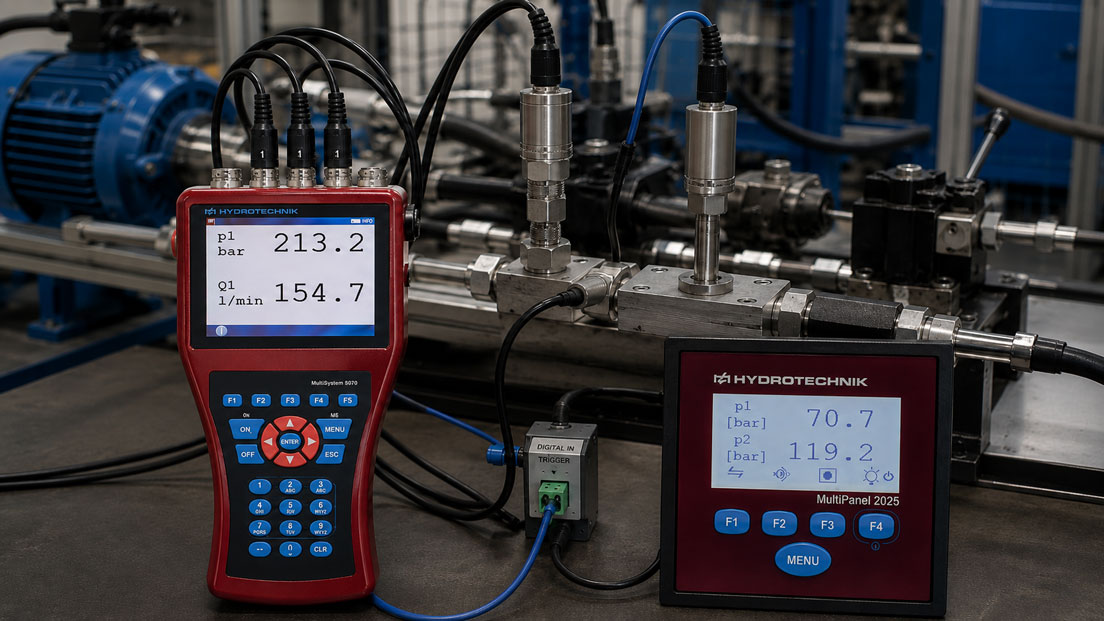 Datenlogger synchronisieren MultiSystem 5070 und MultiPanel 2025 am Prüfstand