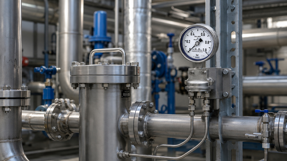 Differenzdruckmessung am Industriefilter mit WIKA Differenzdruckmanometer bei hohem Betriebsdruck