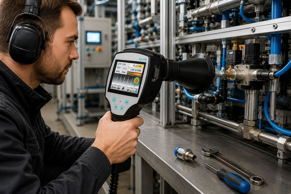 Druckluftleckage nach Reparatur mit ILD 510 messen