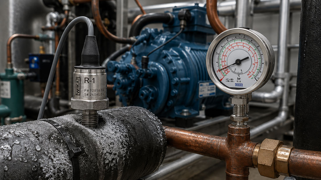 Druckmessung in Kälteanlagen mit WIKA R 1 und Kältemanometer