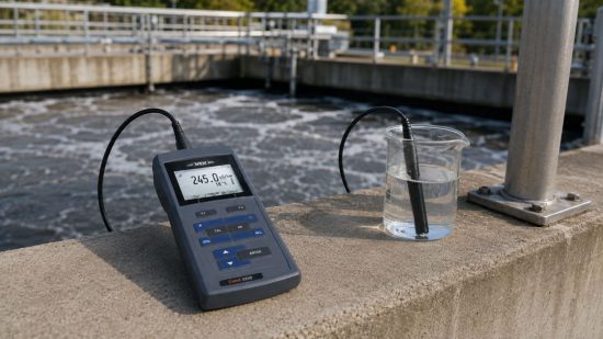 Gelösten Sauerstoff im Prozesswasser messen mobile Kontrollmessung an einer Kläranlage