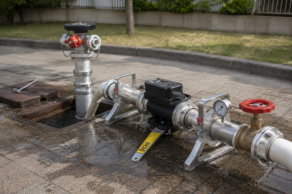 Hydrantenprüfung am Unterflurhydranten – Ruhedruck, Fließdruck und Durchfluss messen