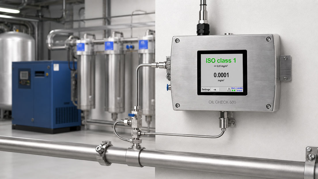 ISO 8573 Druckluftqualität Kontinuierliche Restölmessung mit OIL CHECK 500