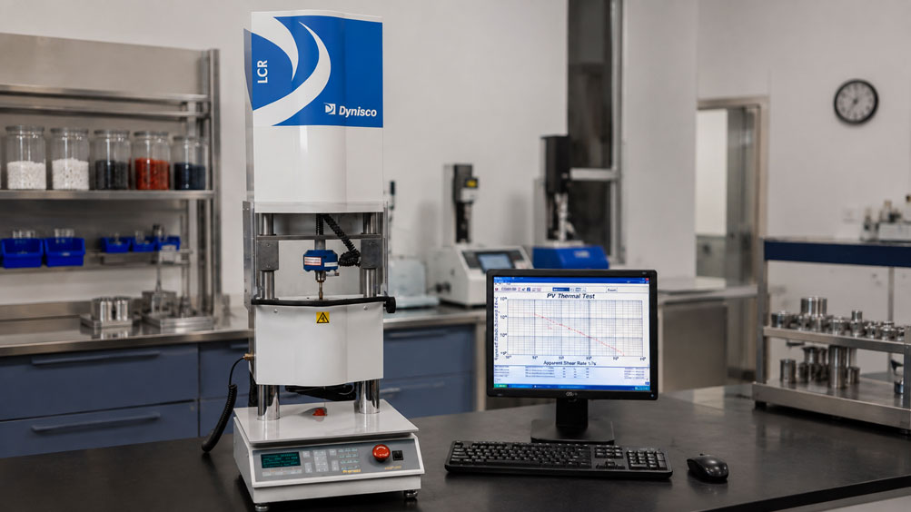 Kapillarrheometer zur Messung der Scherviskosität von Polymerschmelzen