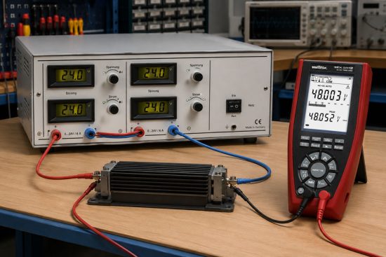 Labornetzgeräte in Reihe schalten – Ausgangsspannung sicher auf 48 V erhöhen