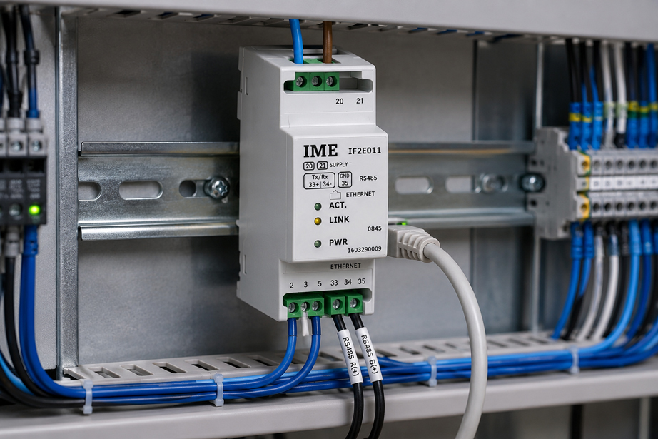 Modbus TCP Gateway mit IME IF2E011 für Ethernet RS485 Kommunikation im Schaltschrank