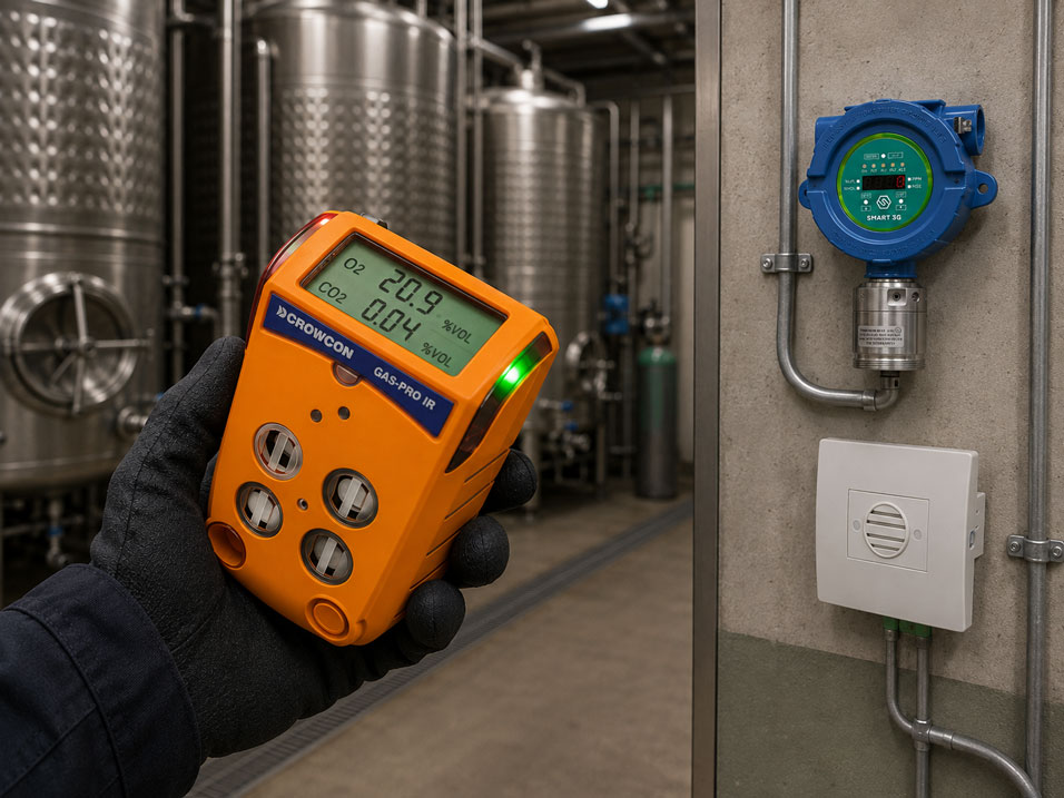 O₂ und CO₂ Überwachung mit Gas Pro IR und stationären Gasdetektoren
