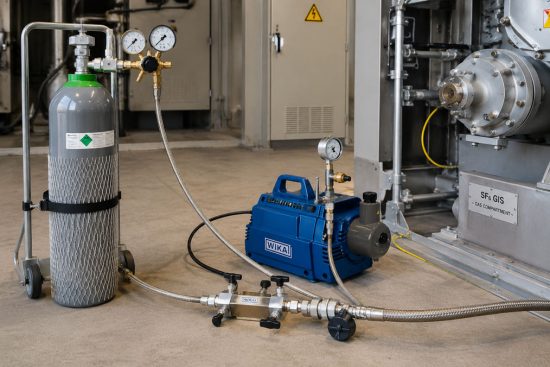 SF₆ Füllschläuche mit WIKA GVP 10 evakuieren und Luft sowie Feuchteeintrag vermeiden