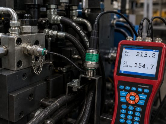 Temporäre Druckmessung über MINIMESS mit HySense Drucksensor und MultiSystem 5070