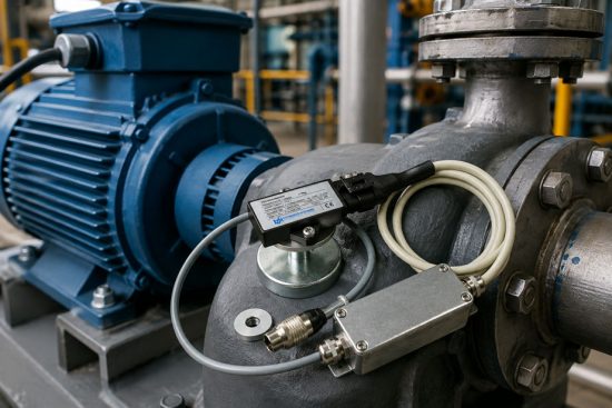 Vibrationsmessung am Pumpenantrieb mit HySense VB110 und Magnetfuß