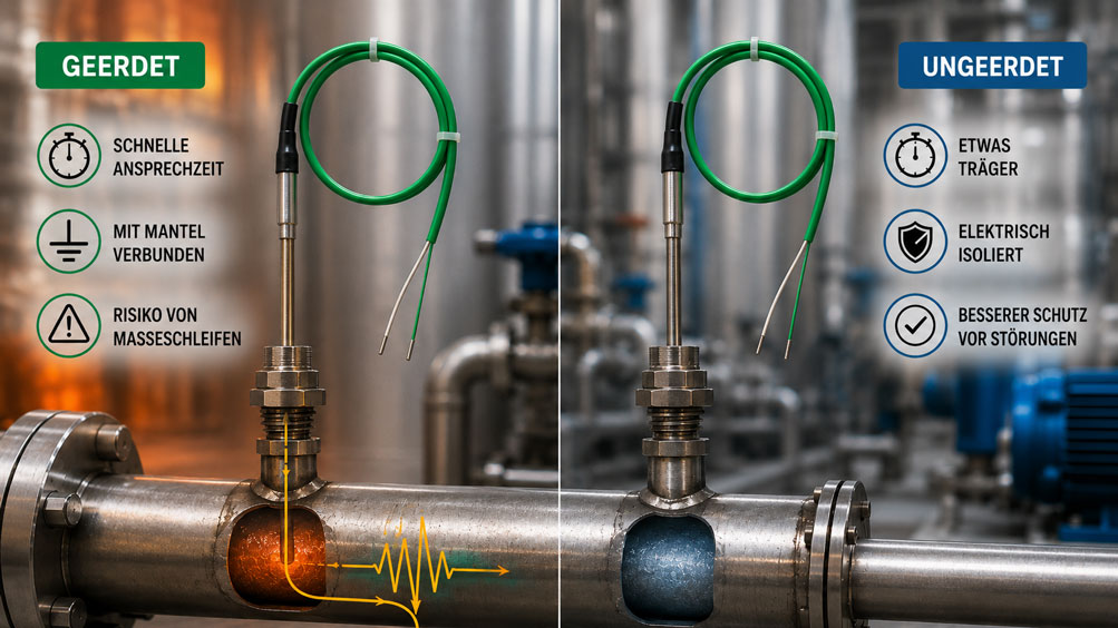 WIKA TC40 Thermoelement mit geerdeter und ungeerdeter Messstelle im Vergleich de