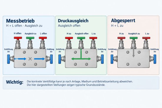 5 fach Ventilblock für Absperrung, Druckausgleich und Entlüftung