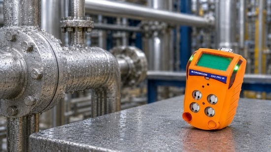 Crowcon Gas Pro IR mit aufbereitetem Prozessgas nach Druckreduzierung und Kondensatabscheidung
