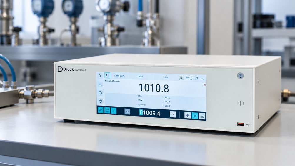 Druck PACE6000E mit zwei Messmodulen und automatischer Messbereichsauswahl für niedrige und hohe Prüfdrucke