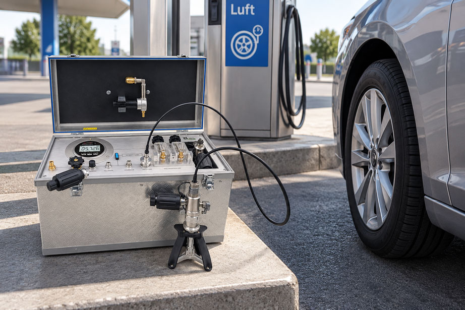 Reifenfüllmanometer ohne externe Druckluft mit PRM 25 prüfen