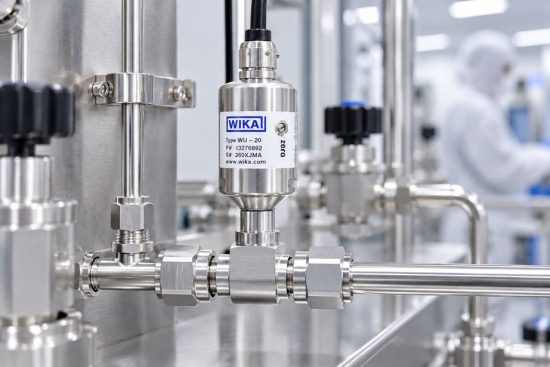 WIKA Ultra High Purity Drucktransmitter in einer hochreinen Gasleitung mit kurzen Gaswegen und geringem Totvolumen