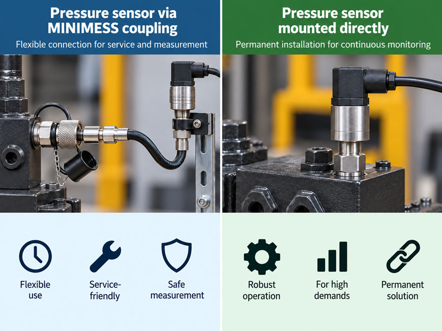 Drucksensor über MINIMESS oder direkt montieren – Anschlussvarianten im Vergleich en