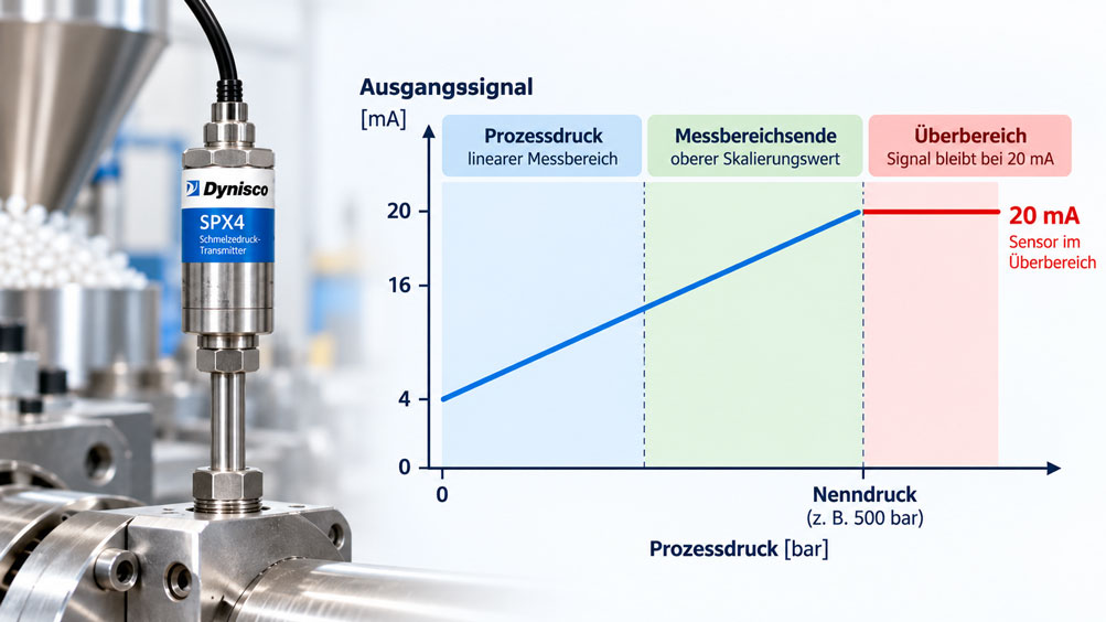 Dynisco Massedrucktransmitter – 20 mA Signal und Messbereichsende prüfen de