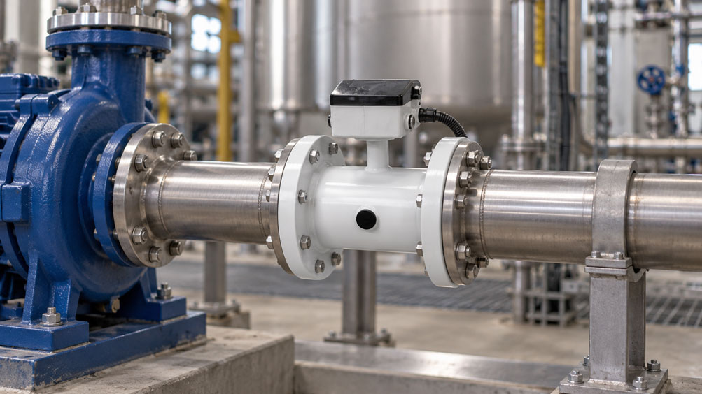 Edelstahl Durchflussmesser in Industrieanlage